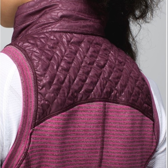 Sz6 Lululemon Rebel Runner Vest Petal Camo Embossed Bordeaux/hyper stripe VGUC - Picture 8 of 15